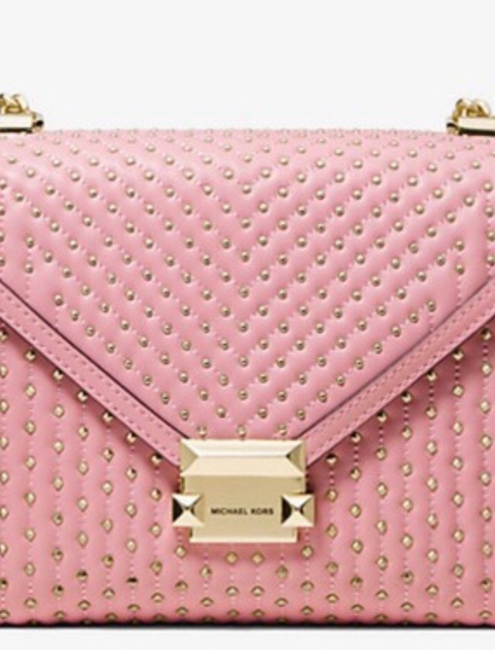 Michael Kors Pink Quilted Crossbody with Gold Studs